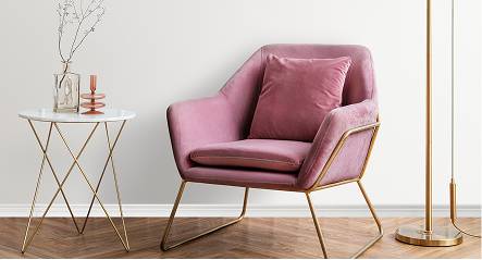 כורסא דקורטיבית בצע ורוד סגלגל